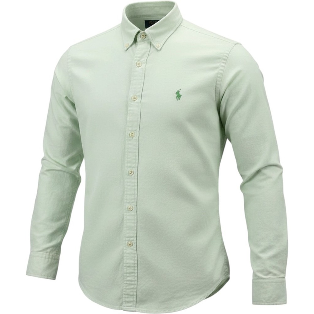 POLO RALPH LAUREN Button-Down Shirt Mens XL Green Mint LS 100% Cotton Classic